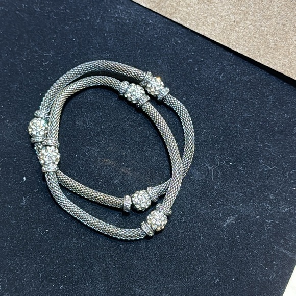 Silver Tone Stretch Rhinestones Bracelets set of two vintage Silpada - Picture 7 of 11